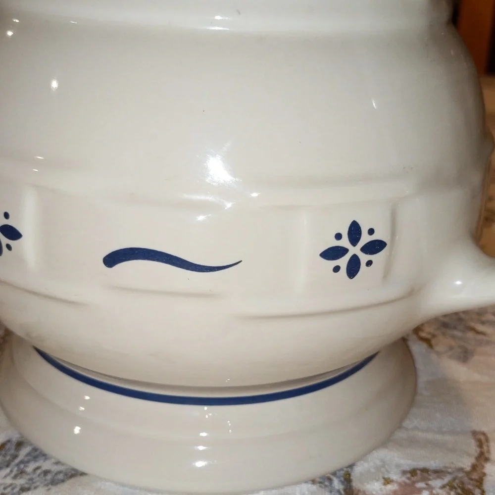 Pitcher Longaberger Woven Traditions BLUE 64 Oz 2 QT  7.25” USA Pottery Large